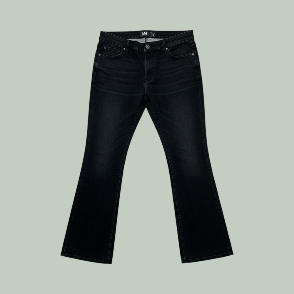 Lee Pants Womens 18M Regular Fit Bootcut Black Mid Rise Stretch 101CMBEWO